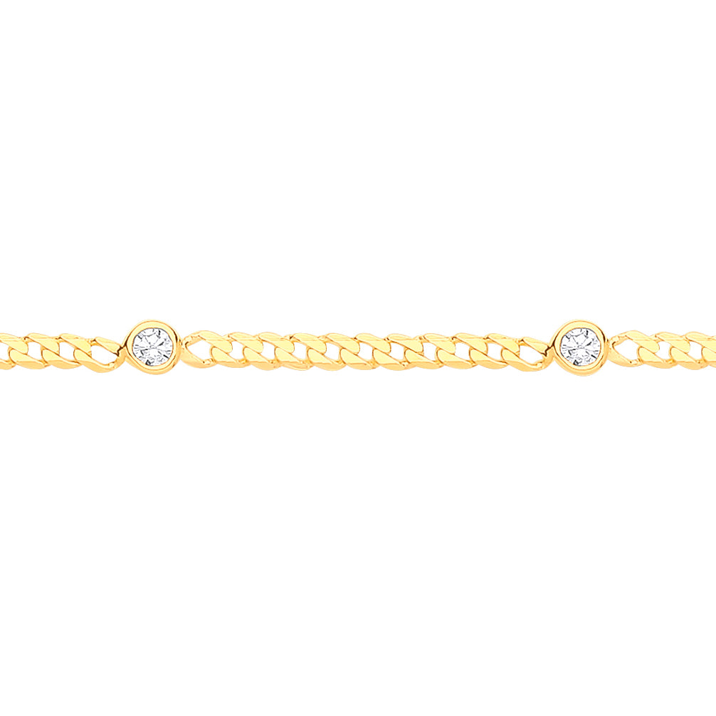 Gilded Silver  Curb Link By The Inch Station Bracelet - GVB498