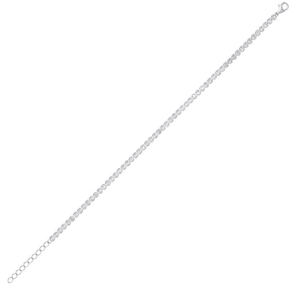Silver  Semi Bezel Eyelids Tennis Bracelet - GVB501