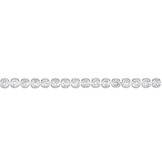 Silver  Semi Bezel Eyelids Tennis Bracelet - GVB501