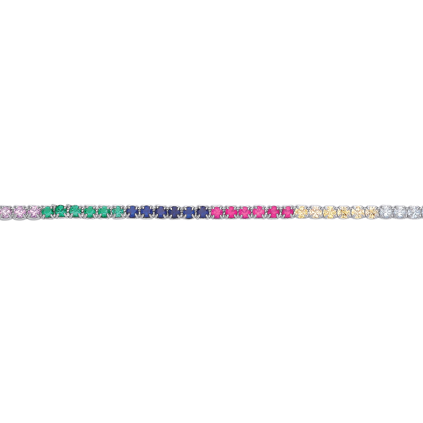 Silver  Rainbow Eternity Tennis Bracelet - GVB502