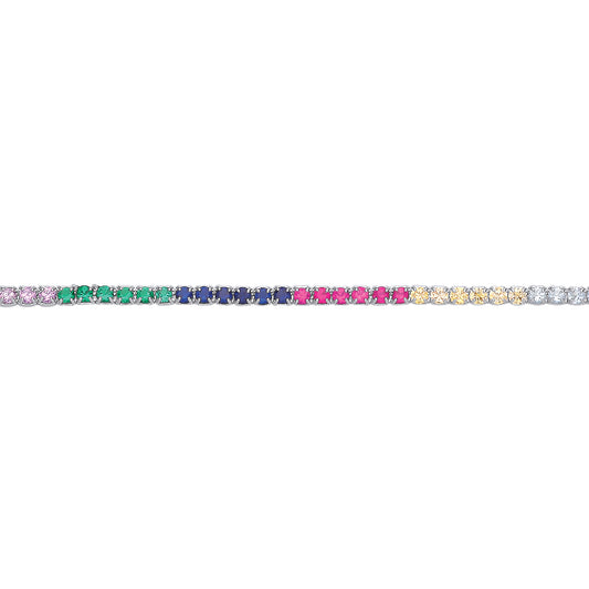 Silver  Rainbow Eternity Tennis Bracelet - GVB502