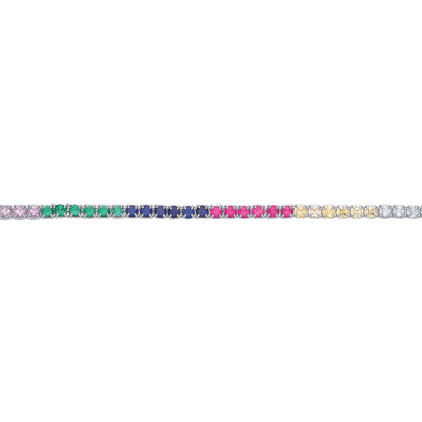 Silver  Rainbow CZ Rainbow Eternity Tennis Bracelet 2mm 7 + 1 inch - GVB502