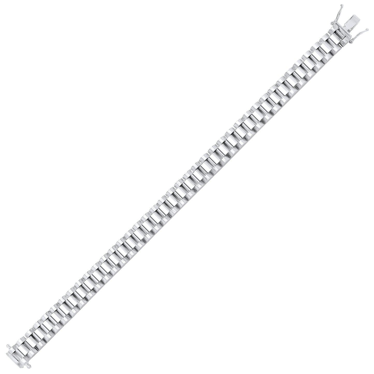 Mens Silver  Presidential Matte Watch Link Strap Bracelet - GVB503