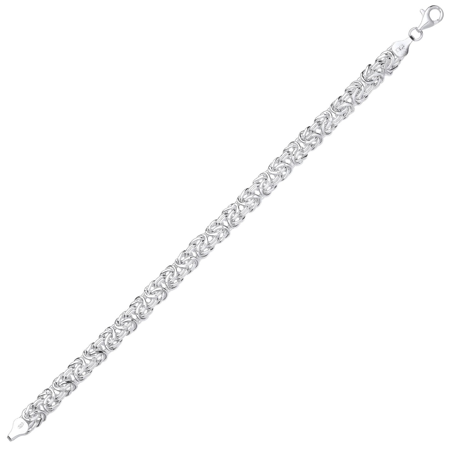 Silver  Rounded 3D Square Byzantine Chain Bracelet 7mm 7.5 inch - GVB505
