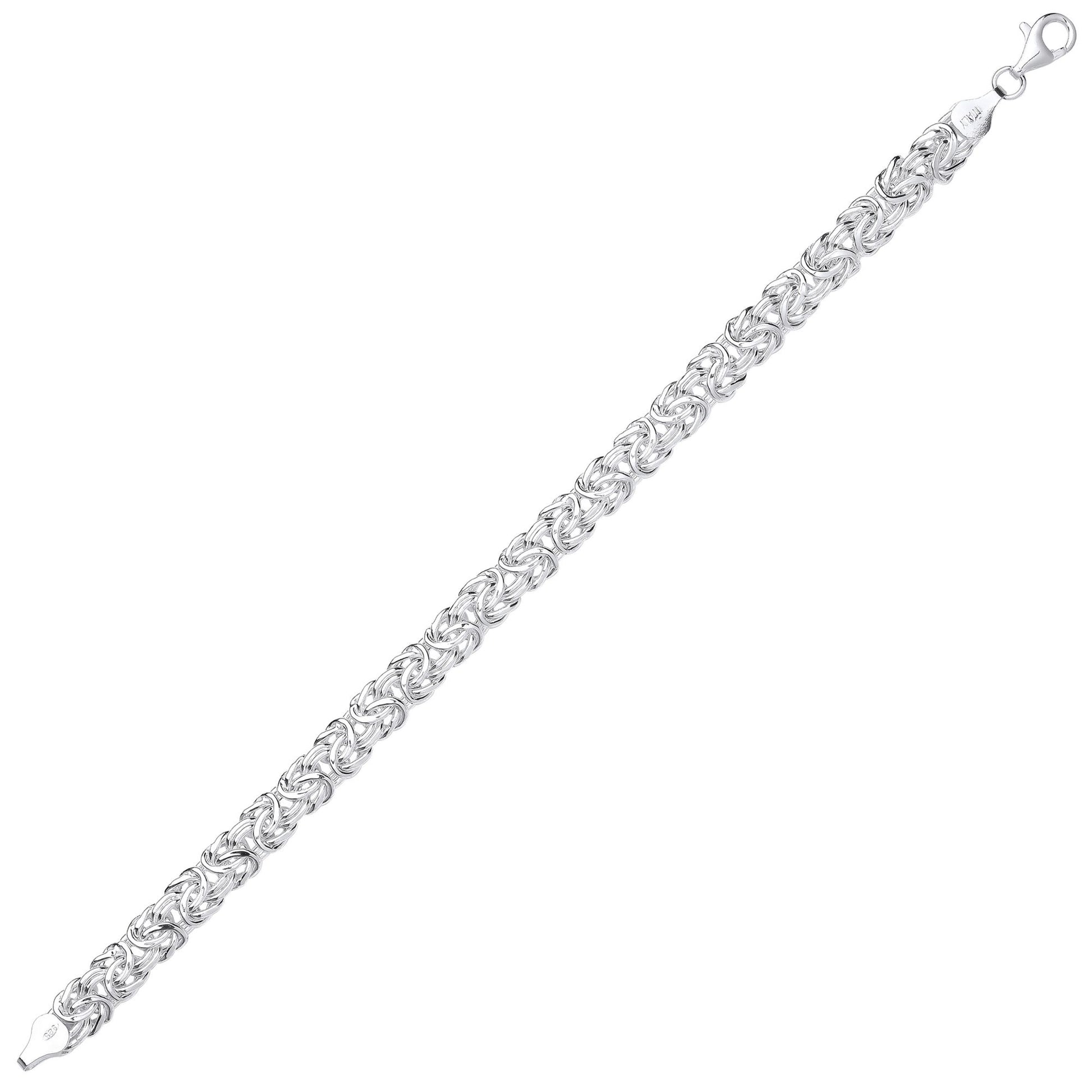 Silver  Rounded 3D Square Byzantine Chain Bracelet 7mm 7.5 inch - GVB505