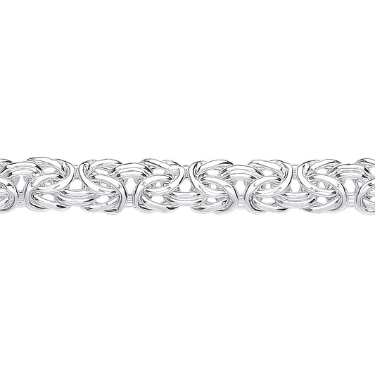 Silver  Rounded 3D Square Byzantine Chain Bracelet - GVB505