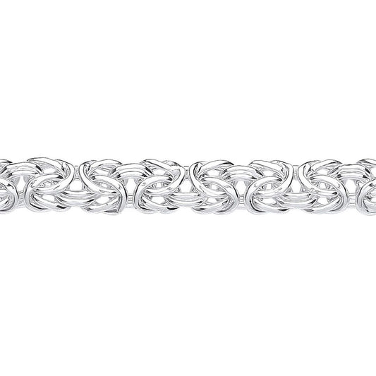 Silver Rounded 3D Square Byzantine Chain Bracelet 7mm 7.5 inch - GVB505