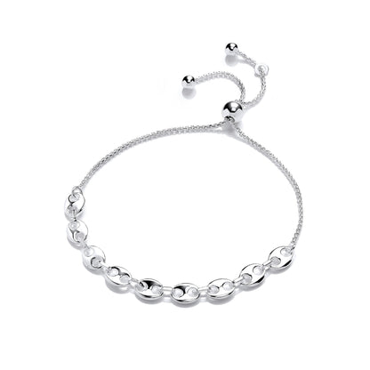 925 Silver  Coffee Bean Marine Link Adjustable Slider Bracelet 5mm - GVB506