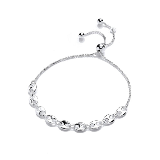 925 Silver  Coffee Bean Marine Link Adjustable Slider Bracelet 5mm - GVB506