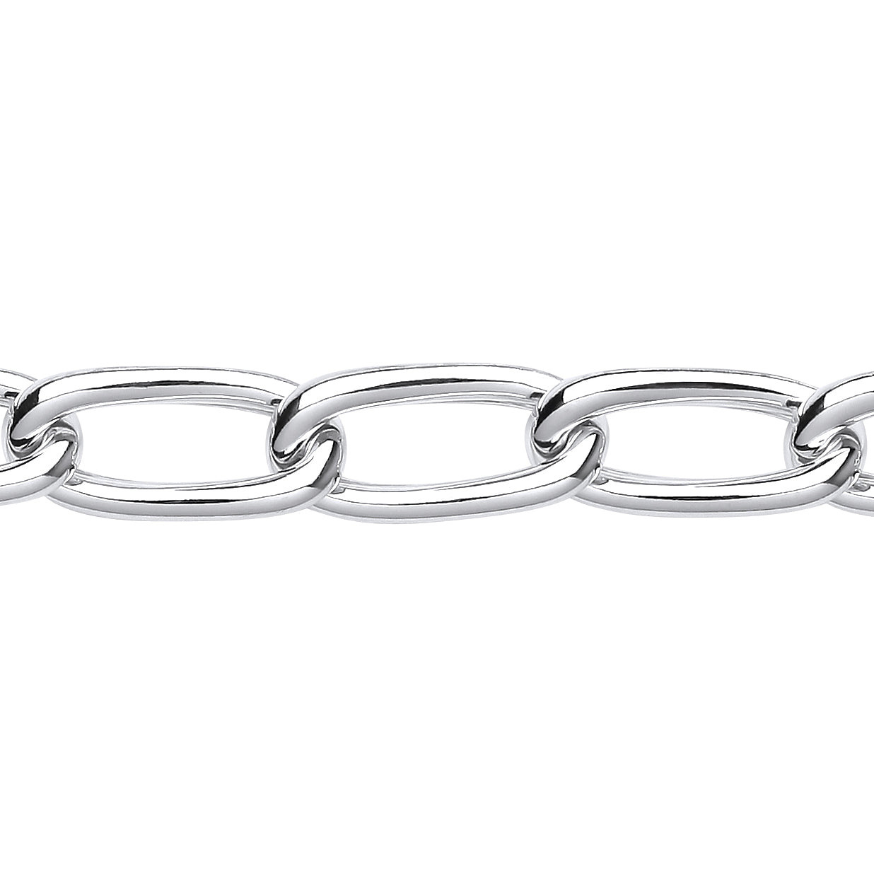 Silver  Chunky Loose Curb Oval Link Chain Bracelet - GVB507