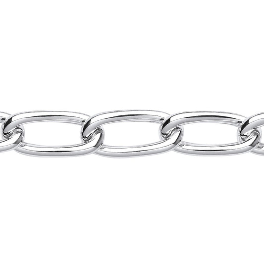 Silver Chunky Loose Curb Oval Link Chain Bracelet 10mm 7.5 + 1" - GVB507