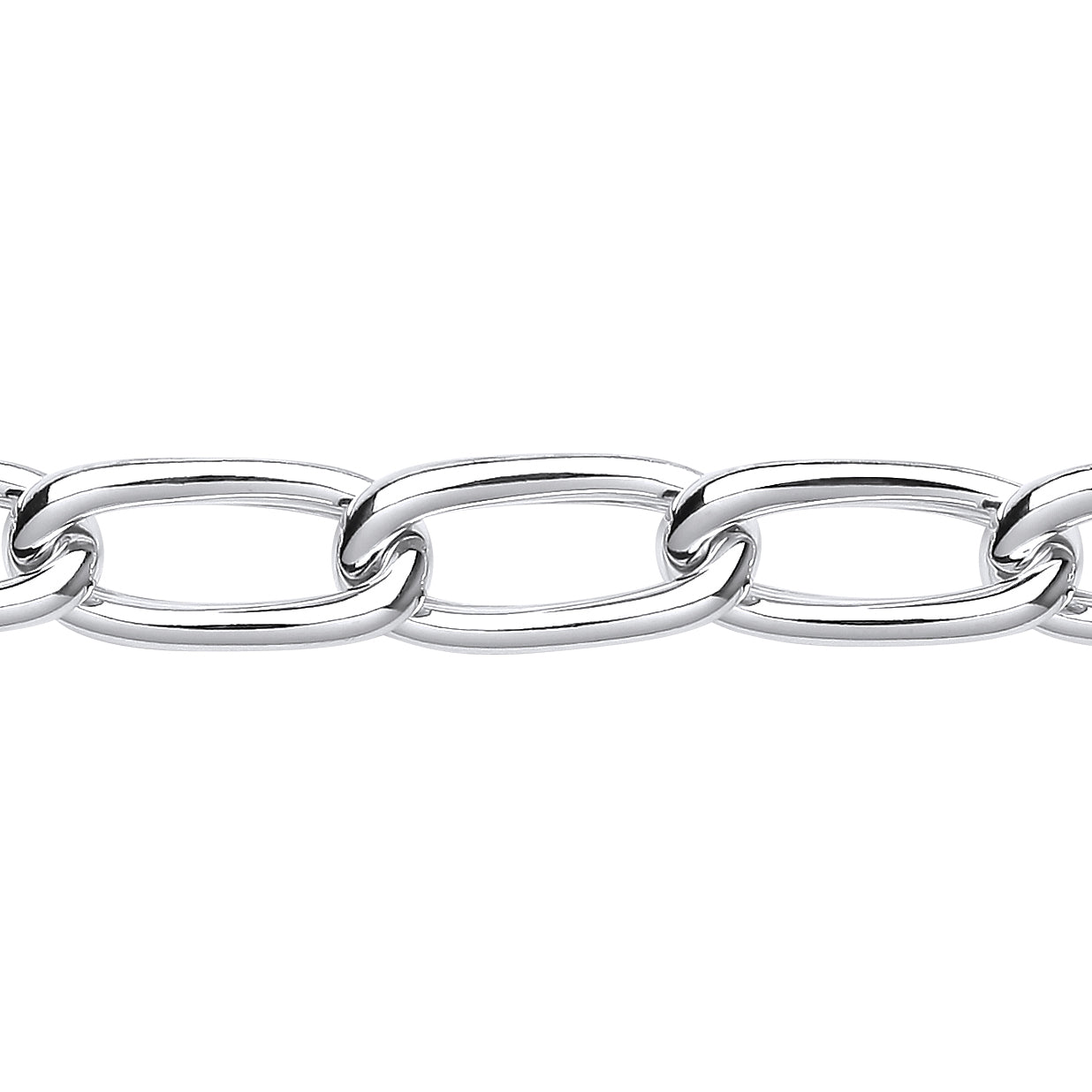 Silver  Chunky Loose Curb Oval Link Chain Bracelet 10mm 7.5 + 1" - GVB507