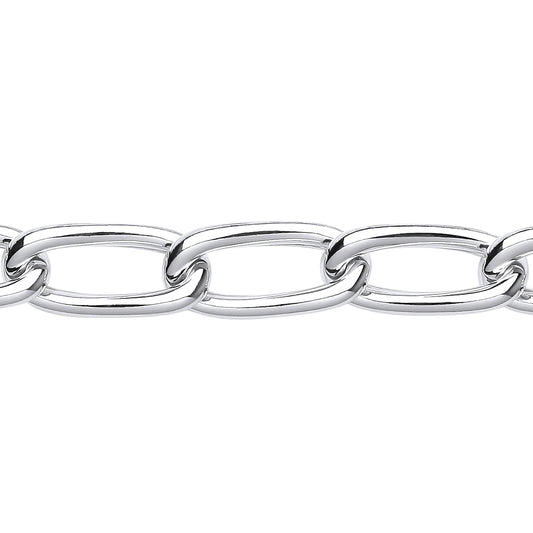 Silver  Chunky Loose Curb Oval Link Chain Bracelet 10mm 7.5 + 1" - GVB507