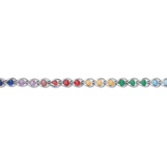 Silver  Rainbow Balls Tears of Joy Chain Bracelet - GVB509