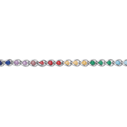 Silver  Rainbow Sphere Crystal Rainbow Balls Chain Bracelet 7.5" - GVB509