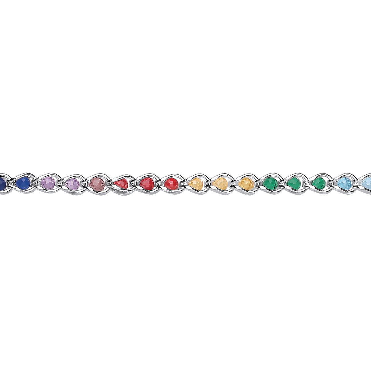 Silver  Rainbow Sphere Crystal Rainbow Balls Chain Bracelet 7.5" - GVB509