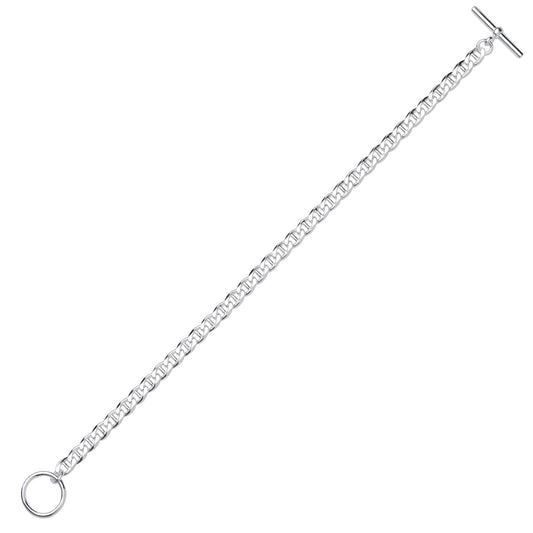 Silver  Mariner Anchor Curb Link T-Bar Toggle Bracelet 5mm 7 inch - GVB515