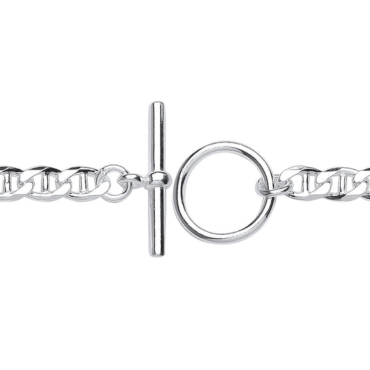 Silver  Mariner Anchor Curb Link T-Bar Toggle Bracelet - GVB515