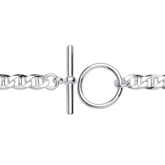 Silver  Mariner Anchor Curb Link T-Bar Toggle Bracelet 5mm 7 inch - GVB515
