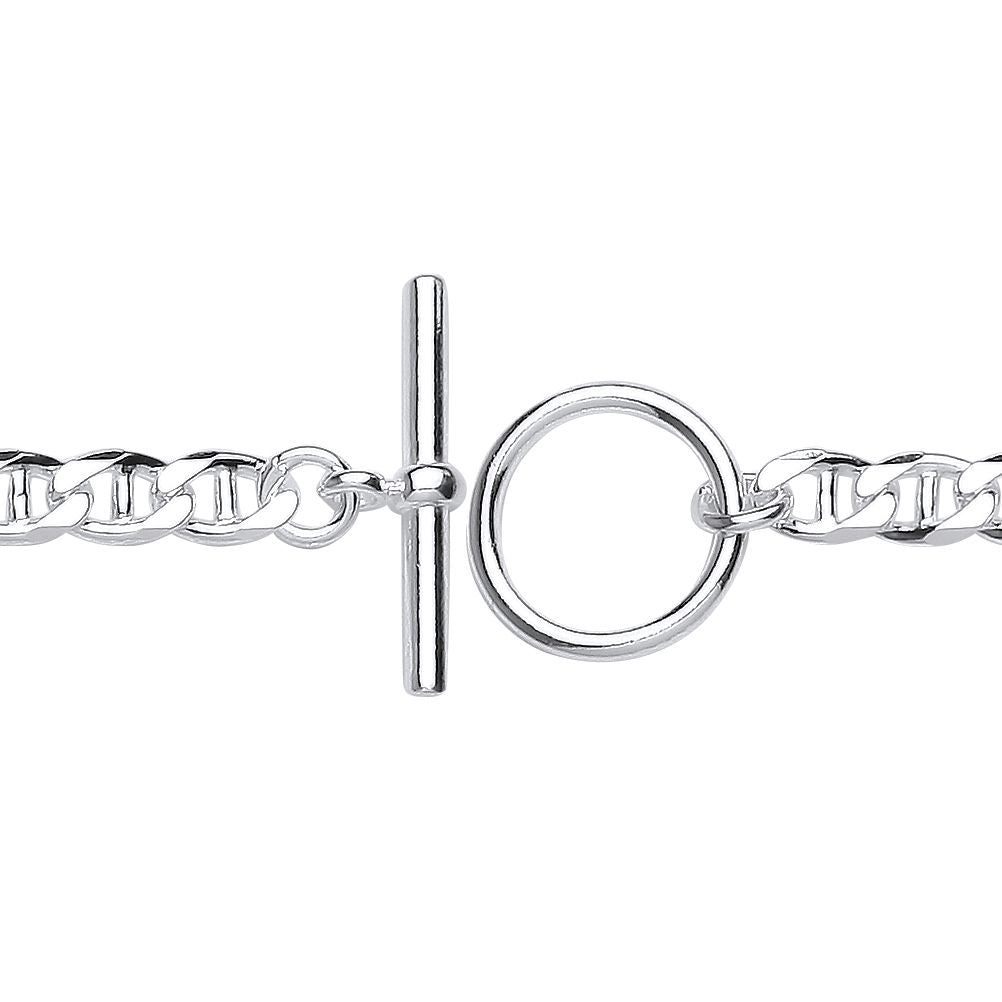 Silver  Mariner Anchor Curb Link T-Bar Toggle Bracelet 5mm 7 inch - GVB515