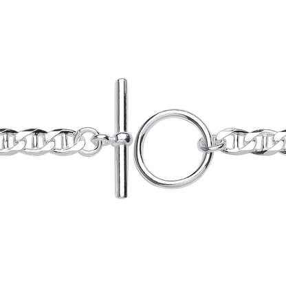 Silver  Mariner Anchor Curb Link T-Bar Toggle Bracelet 5mm 7 inch - GVB515