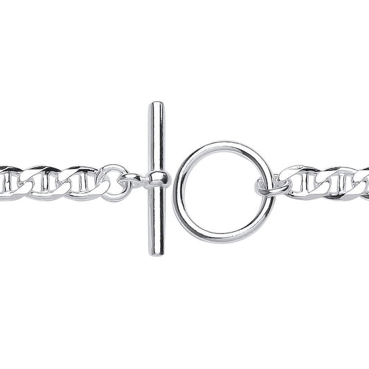 Silver  Mariner Anchor Curb Link T-Bar Toggle Bracelet 5mm 7 inch - GVB515