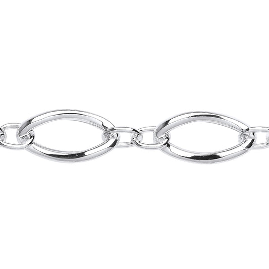 Silver  Chunky Twisted Oval Belcher Chain Bracelet - GVB517