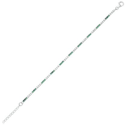 Silver  Alternating Eternity Stripes Tennis Bracelet - GVB521EM