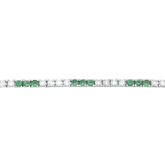Silver  Alternating Eternity Stripes Tennis Bracelet - GVB521EM