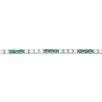Silver  Green CZ Eternity Stripes Tennis Bracelet 2mm 8.25" - GVB521EM