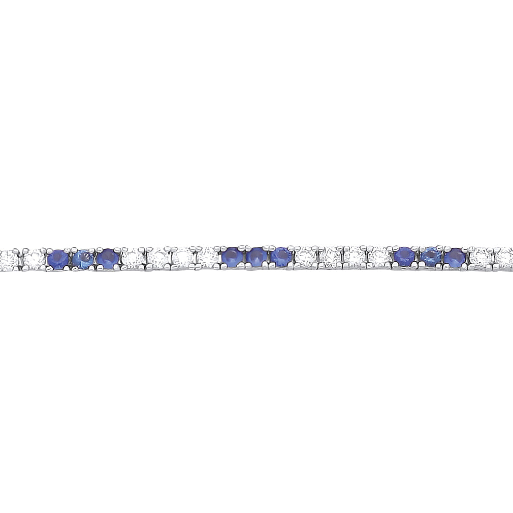Silver  Alternating Eternity Stripes Tennis Bracelet - GVB521SAP