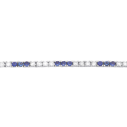 Silver  Blue CZ Eternity Stripes Tennis Bracelet 2mm 8.25" - GVB521SAP
