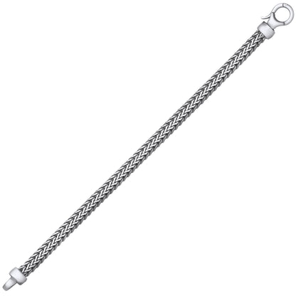 Mens Silver  Brushed Double Franco Chunky Snake Chain Bracelet - GVB525