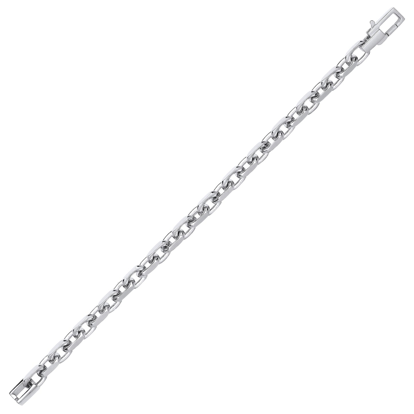 Mens Silver  Chunky Cable Square Belcher Chain Bracelet - GVB526
