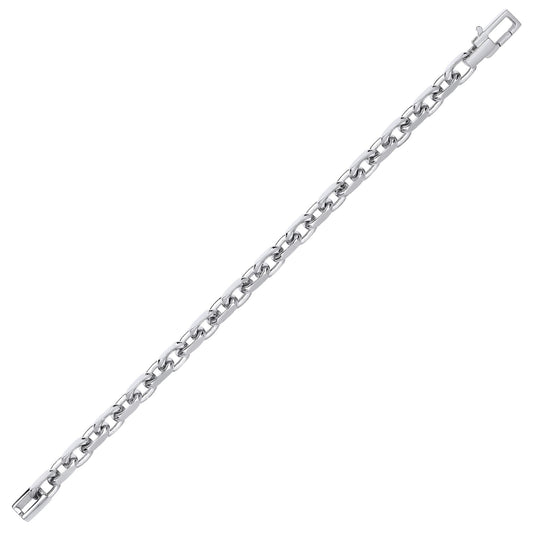 Mens Silver  Chunky Cable Square Belcher Chain Bracelet 7mm 8.5" - GVB526
