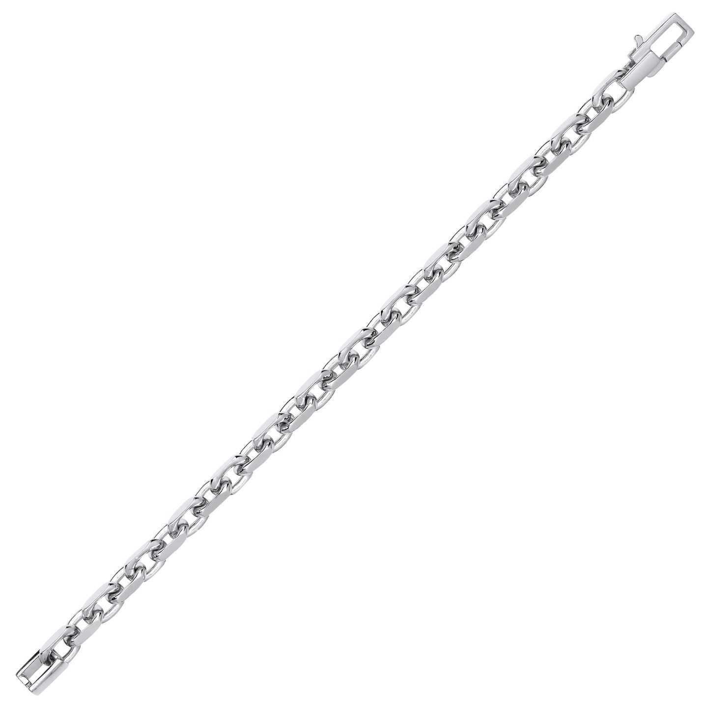 Mens Silver  Chunky Cable Square Belcher Chain Bracelet 7mm 8.5" - GVB526
