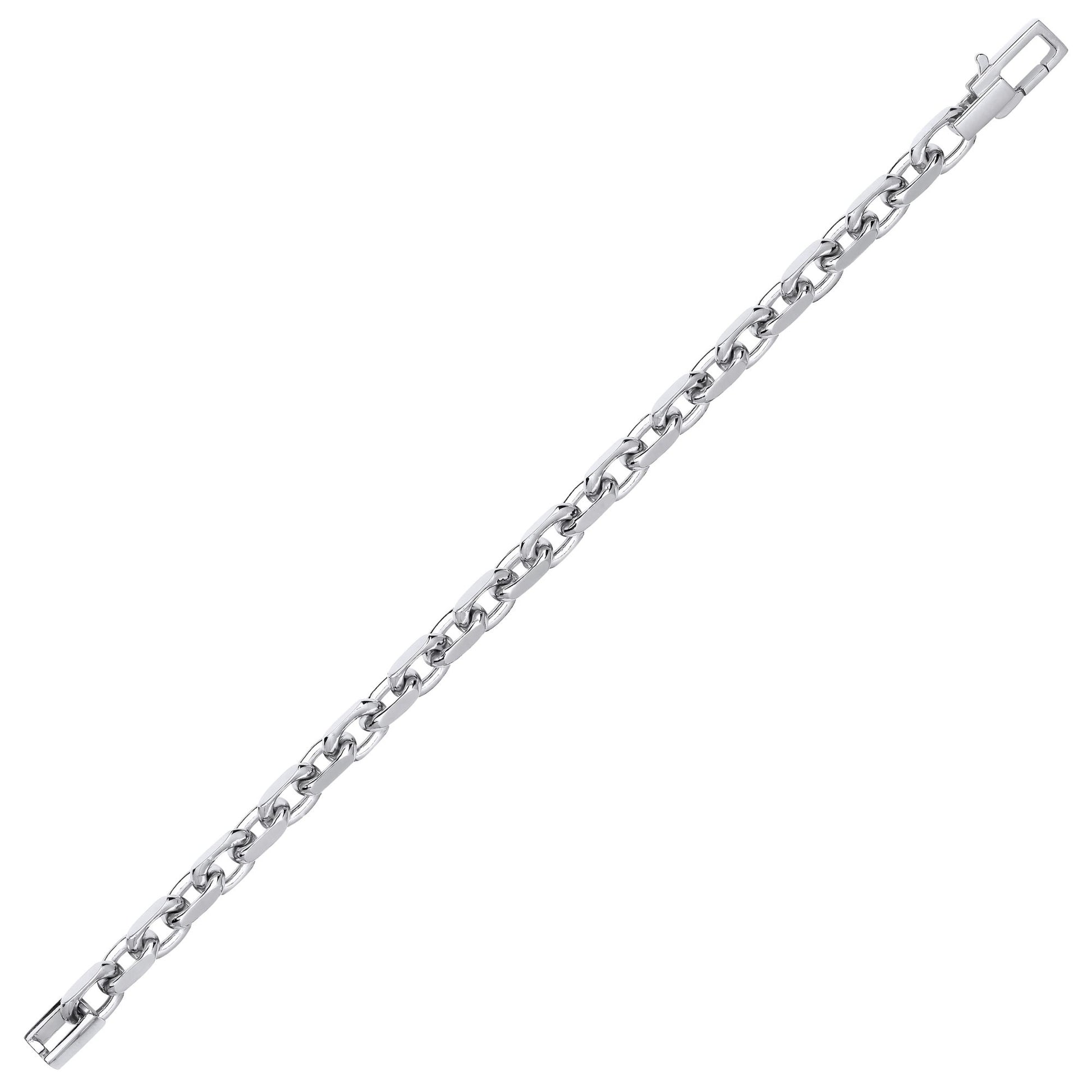 Mens Silver  Chunky Cable Square Belcher Chain Bracelet 7mm 8.5" - GVB526