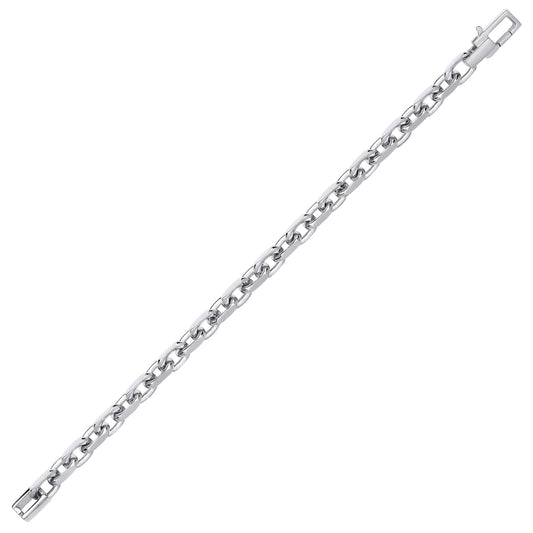 Mens Silver  Chunky Cable Square Belcher Chain Bracelet 7mm 8.5" - GVB526