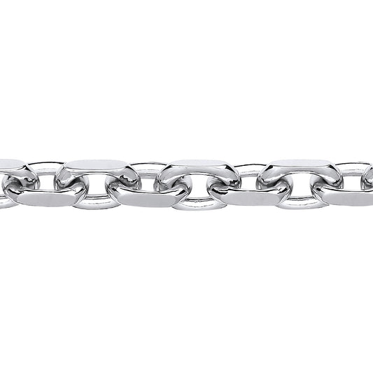 Mens Platinum-plated Silver  Cable Square Belcher Chain Bracelet - GVB526