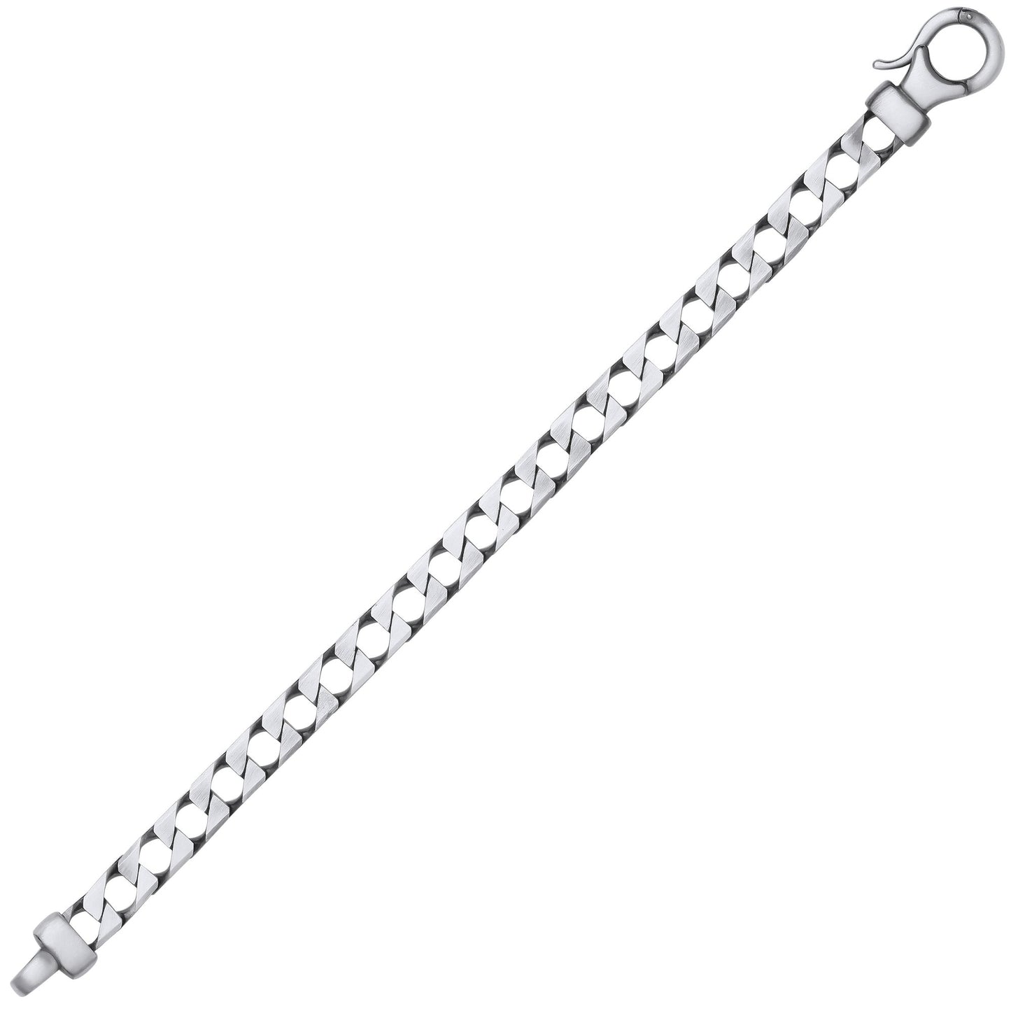Mens 925 Silver  Brushed Square Curb Chain Bracelet 8mm 8.5 inch - GVB527