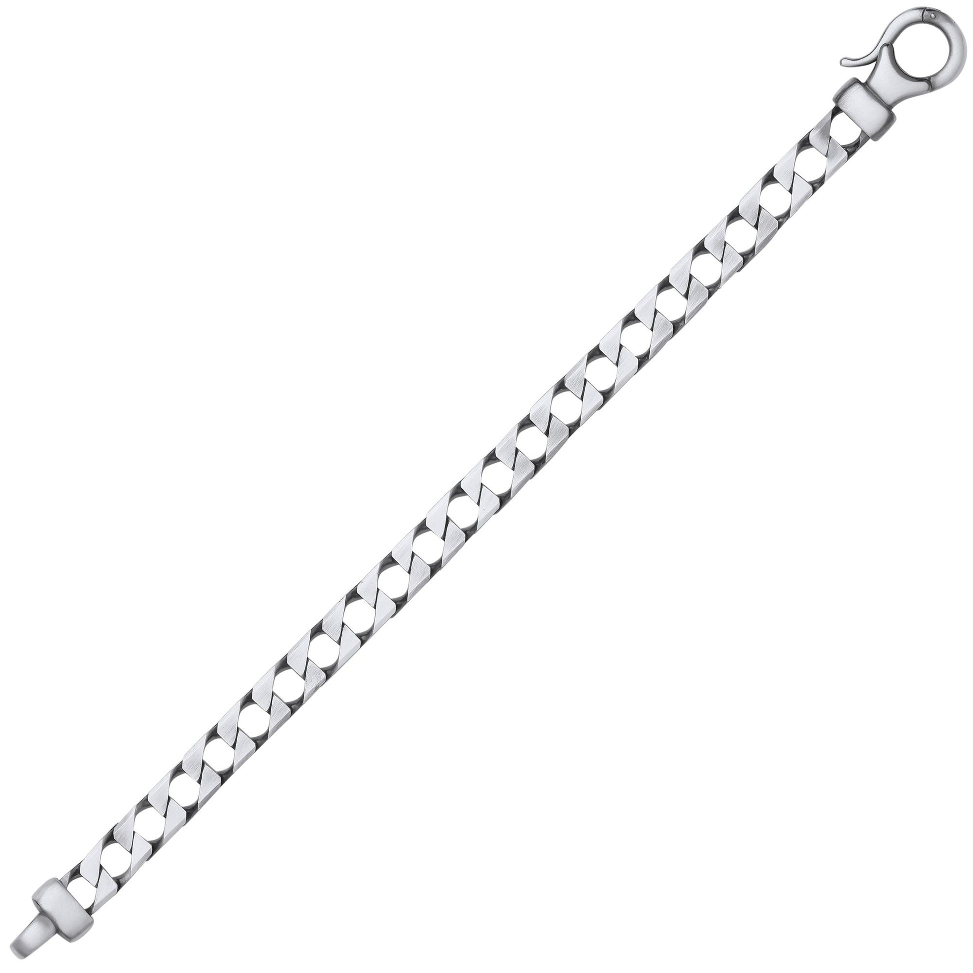 Mens 925 Silver  Brushed Square Curb Chain Bracelet 8mm 8.5 inch - GVB527