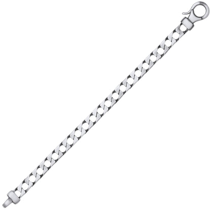 Mens 925 Silver  Brushed Square Curb Chain Bracelet 8mm 8.5 inch - GVB527