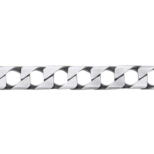 Mens Silver  Brushed Square Curb Chain Bracelet - GVB527