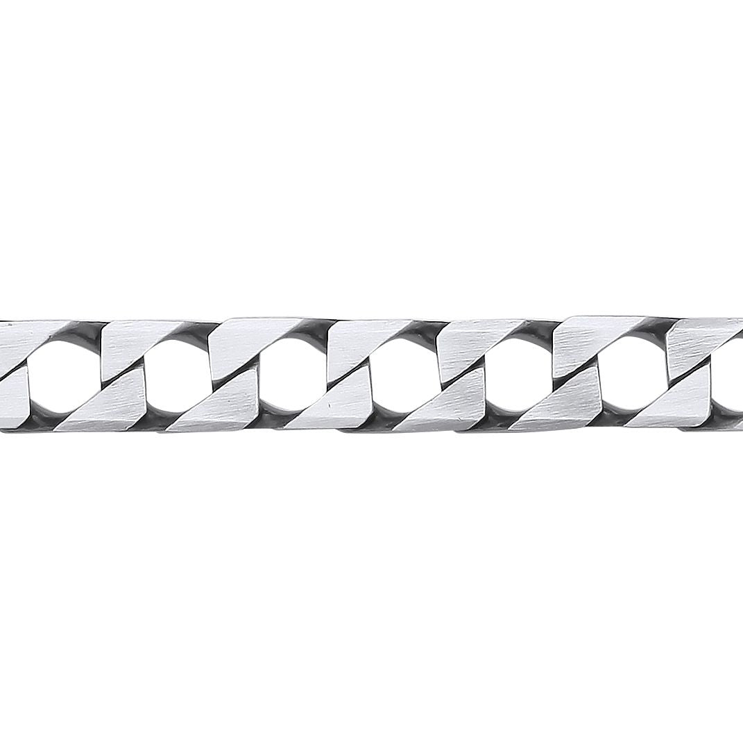 Mens 925 Silver  Brushed Square Curb Chain Bracelet 8mm 8.5 inch - GVB527
