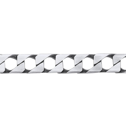 Mens 925 Silver  Brushed Square Curb Chain Bracelet 8mm 8.5 inch - GVB527