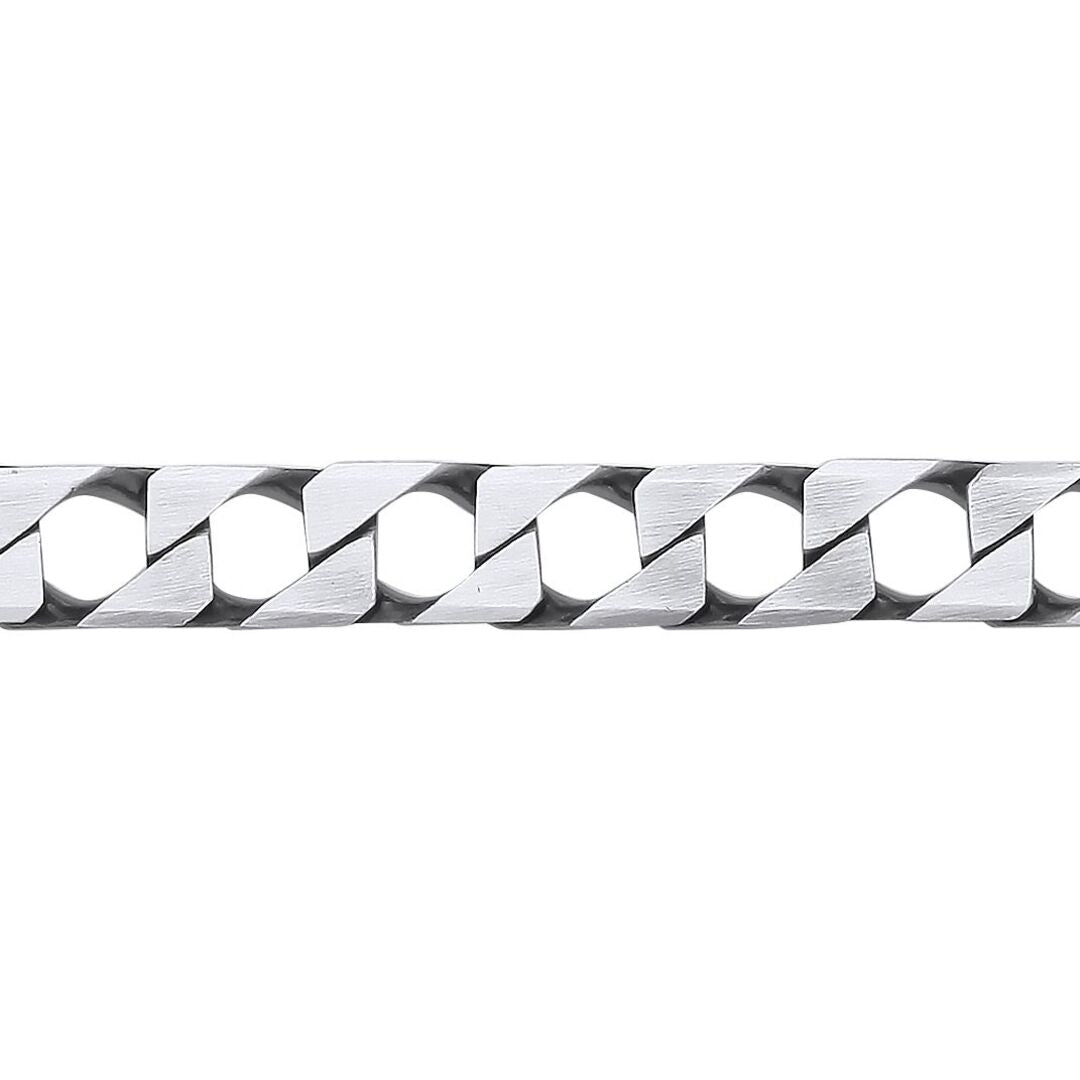 Mens 925 Silver  Brushed Square Curb Chain Bracelet 8mm 8.5 inch - GVB527