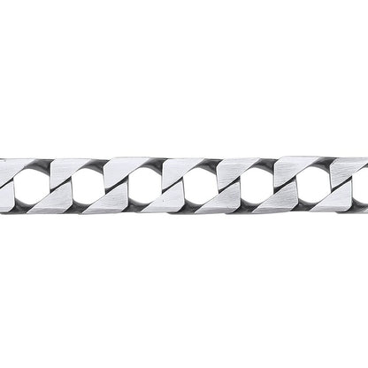 Mens 925 Silver  Brushed Square Curb Chain Bracelet 8mm 8.5 inch - GVB527
