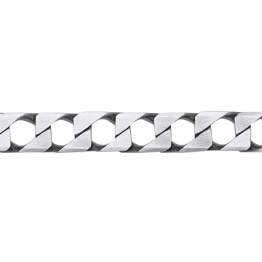 Mens 925 Silver  Brushed Square Curb Chain Bracelet 8mm 8.5 inch - GVB527