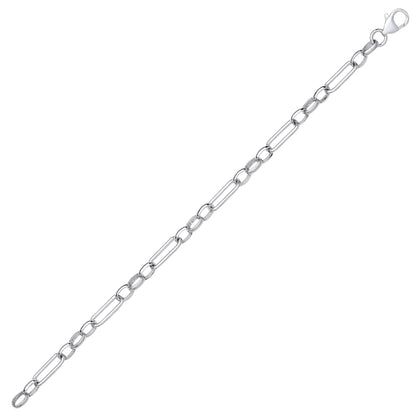Silver  Figaro Oval Paperclip Belcher Chain Bracelet - GVB532