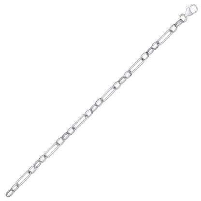 Silver  Figaro Oval Paperclip Belcher Chain Bracelet 5mm 7.5 inch - GVB532